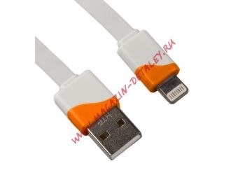 USB Дата-кабель для Apple 8 pin плоский в катушке 1 метр оранжевый