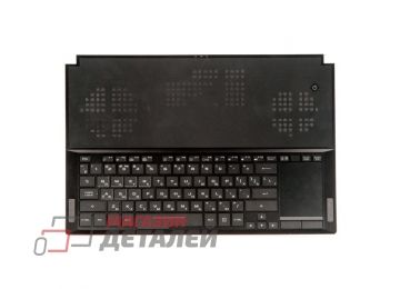Клавиатура (топ-панель) для ноутбука Asus GX501V, GX501VI, GX501VIK чёрная с черным топкейсом, с RGB подсветкой (с разбора)