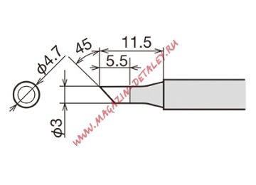 Сменное жало-нагреватель (картридж) RX-80HRT-3C d5.4х34.5мм для паяльника GOOT 24V