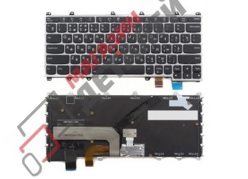 Клавиатура для ноутбука Lenovo ThinkPad Yoga 260, Yoga 370 черная с серебристой рамкой с подсветкой и трекпойнтом