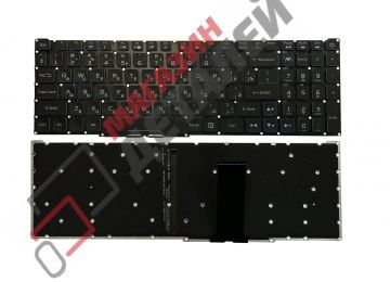 Клавиатура для ноутбука Acer Predator Helios 300, PH315, PH317 черная с синим контуром с подсветкой