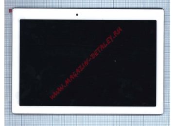 Дисплей (экран) в сборе с тачскрином для Lenovo Tab 2 A10-70 белый с рамкой