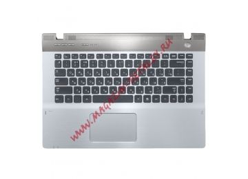 Клавиатура (топ-панель) для ноутбука Samsung RF410, Q430, QX410 черная с серебристым топкейсом