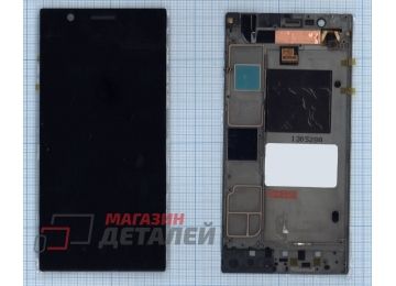 Дисплей (экран) в сборе с тачскрином для Lenovo K900 черный с рамкой (с разбора)