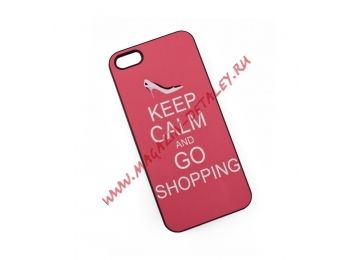 Защитная крышка Keep Calm And Go Shopping для Apple iPhone 5, 5s, SE розовая
