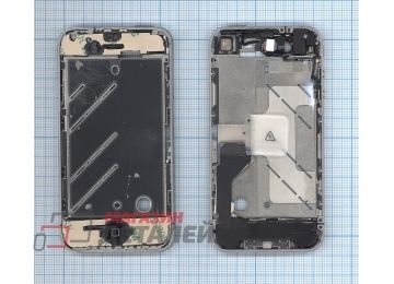 Средняя и боковая рамки в сборе для Apple iPhone 4G silver