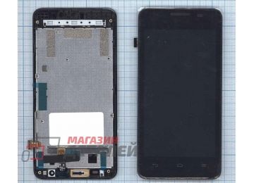 Дисплей (экран) в сборе с тачскрином для Huawei Ascend G510 черный с рамкой