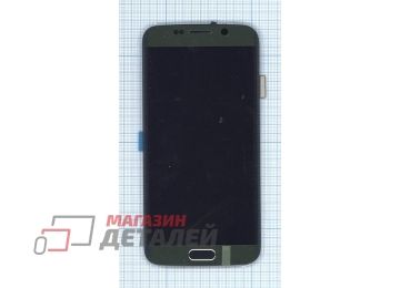 Дисплей (экран) в сборе с тачскрином для Samsung Galaxy S6 Edge SM-G925F зеленый с рамкой