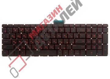 Клавиатура для ноутбука HP Pavilion 15-ab, 15-ab000, 15z-ab100 черная без рамки с красной подсветкой