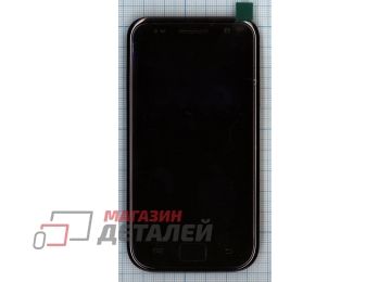 Дисплей (экран) в сборе с тачскрином для Samsung Galaxy S GT-I9000 черный с рамкой (Premium LCD)