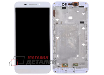 Дисплей (экран) в сборе с тачскрином для Asus ZenFone Max ZC550KL белый с рамкой