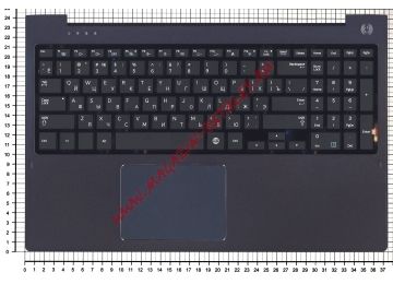 Клавиатура (топ-панель) для ноутбука Samsung NP670Z5E-X01 черная с черным топкейсом