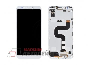 Дисплей (экран) в сборе с тачскрином для Xiaomi Mi 6X, Mi A2 белый с рамкой (Premium LCD)