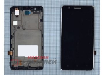 Дисплей (экран) в сборе с тачскрином для Lenovo A536 черный с рамкой