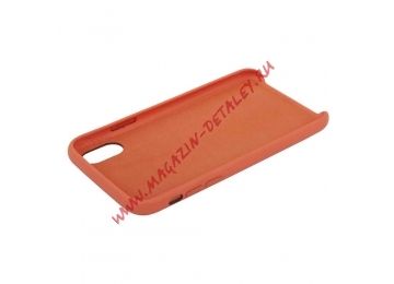 Защитная крышка для iPhone Xs Leather Сase кожаная (бледно-розовая, коробка)