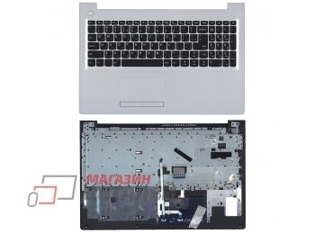 Клавиатура (топ-панель) для ноутбука Lenovo IdeaPad 310-15ISK черная с серебристым топкейсом