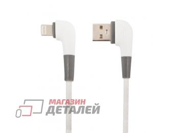 USB кабель "LP" для Apple Lightning 8 pin L-коннектор "Кожаный шнурок" белый