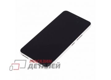 Дисплей (экран) в сборе с тачскрином для Samsung Galaxy S22 SM-S901B белый с рамкой (Premium SC LCD)