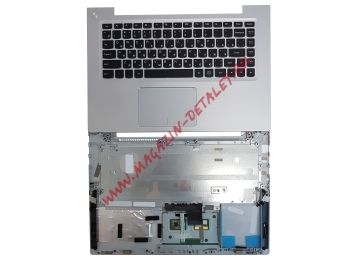 Клавиатура (топ-панель) для ноутбука Lenovo IdeaPad S410, U430 черная с серебристым топкейсом