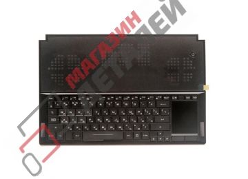Клавиатура (топ-панель) для ноутбука Asus GX501VIK-1A черная с черным топкейсом, с подсветкой