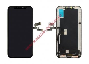 Дисплей (экран) в сборе с тачскрином для iPhone Xs черный с рамкой (Premium LCD)