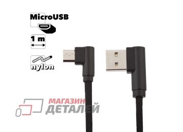 Кабель USB inkax CK-32 Nunchaku Double-Sided MicroUSB угловой 1м нейлон (чёрный)