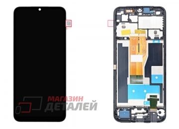 Дисплей (экран) в сборе с тачскрином для Realme C30s черный с рамкой (Premium LCD)