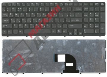 Клавиатура для ноутбука Sony Vaio SVE15 E15 черная с черной рамкой без подсветки