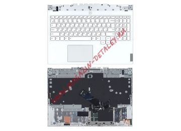 Клавиатура (топ-панель) для ноутбука Lenovo Legion 5-15ACH6 белая с белым топкейсом