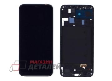 Дисплей (экран) в сборе с тачскрином для Samsung Galaxy A20 SM-A205FD черный с рамкой (TFT-совместимый)