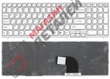 Клавиатура для ноутбука Sony Vaio SVE15 E15 белая без подсветки, плоский Enter