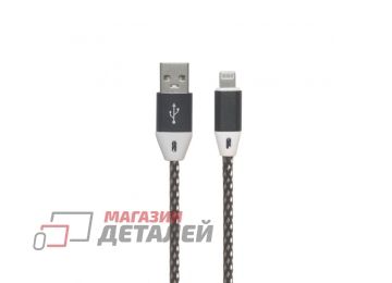 USB кабель "LP" для Apple Lightning 8 pin оплетка и металлические разъемы 1м белый