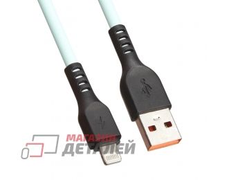 USB кабель "LP" для Apple Lightning 8-pin "Extra" TPE бирюзовый