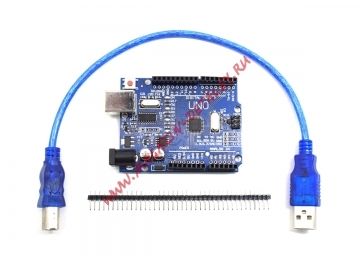 Плата UNO R3 ATMEGA328A-AU CH340G с кабелем USB (Arduino)