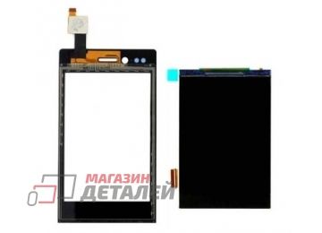 Дисплей (экран) в сборе с тачскрином для Sony Xperia miro черный