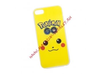 Силиконовый чехол Pokemon Go Пикачу Морда для Apple iPhone 5, 5s, SE желтый