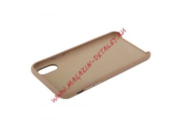Защитная крышка для iPhone Xs Leather Сase кожаная (золотая, коробка)