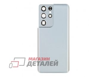 Задняя крышка для Samsung Galaxy S21 Ultra SM-G998B со стеклом камеры (серебро)