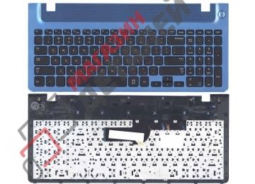 Клавиатура для ноутбука Samsung 355V5C 350V5C черная с синей рамкой