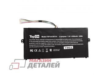 Аккумулятор TopOn для ноутбука Acer SF514 7.4V 4350mAh