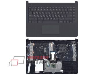 Клавиатура (топ-панель) для ноутбука HP 14S-DQ черная с черным топкейсом (с разбора)