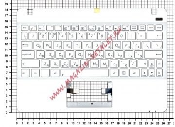 Клавиатура (топ-панель) для ноутбука Asus Vivobook X102 белая с белым топкейсом