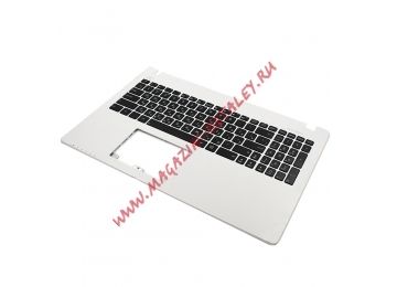 Клавиатура (топ-панель) для ноутбука Asus X550, X550VA, X550EA черная с белым топкейсом