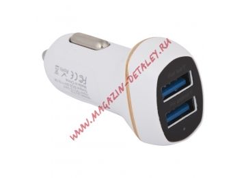Блок питания (сетевой адаптер) Smart Car Charger LZ-312 2 USB выхода 3.1А белое, коробка