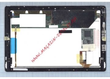 Дисплей (экран) в сборе с тачскрином для Asus Eee Slate B121 с рамкой черный