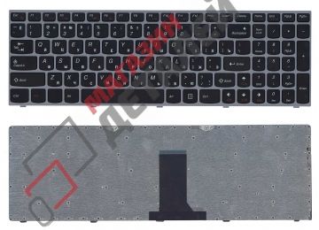 Клавиатура для ноутбука Lenovo IdeaPad B5400 M5400 черная с серебристой рамкой