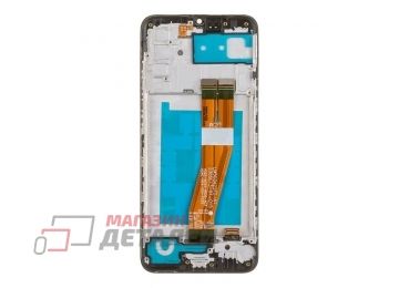 Дисплей (экран) в сборе с тачскрином для Samsung Galaxy A02s SM-A025 черный с рамкой