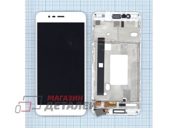 Дисплей (экран) в сборе с тачскрином для Asus ZenFone 3 Max ZC520TL белый с рамкой
