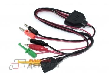 Универсальный провод для лабораторных блоков питания с крокодилами, 2 зажима и USB