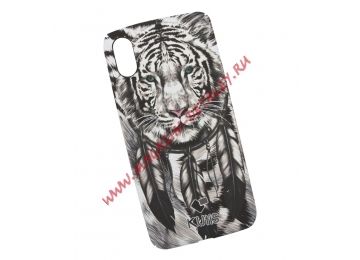 Защитная крышка для iPhone X "KUtiS" Animals OK-4 Тигр (белая)